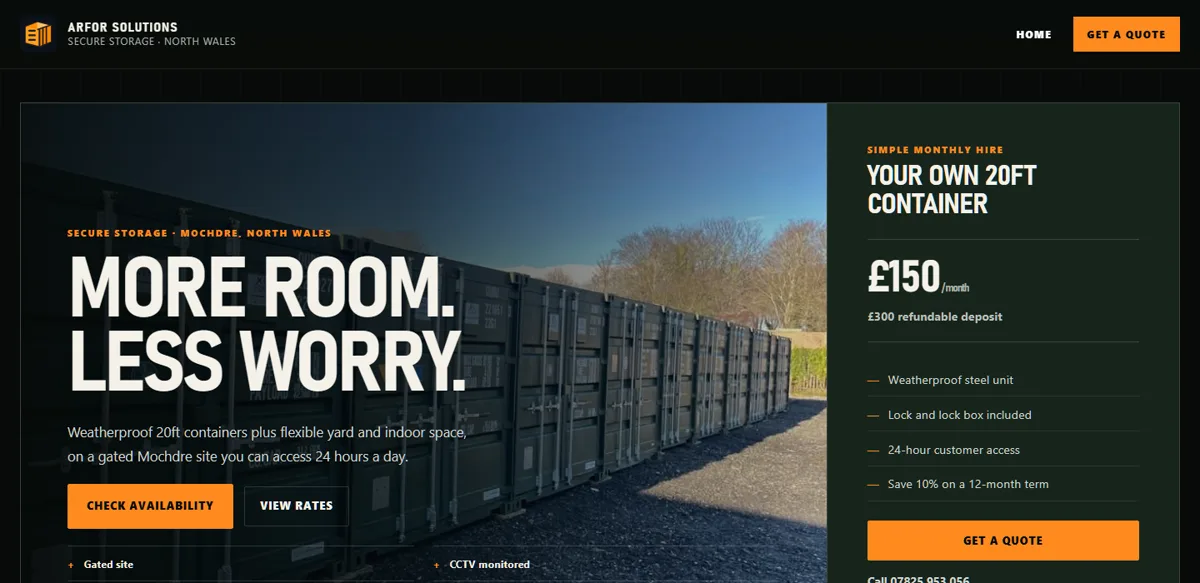Homepage preview of Arfor Solutions