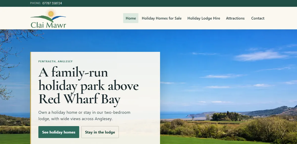 Homepage preview of Clai Mawr Holiday Park